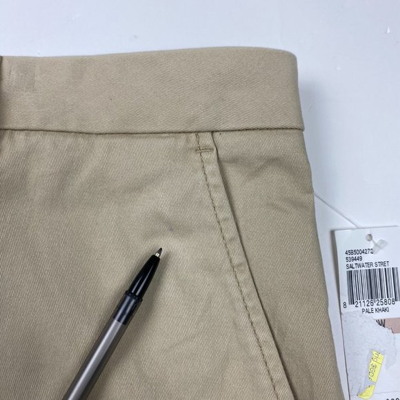 NEW Izod Saltwater Stretch Shorts Mens 42 Stretch 7" Flat Front Tan Chino - Picture 3 of 11